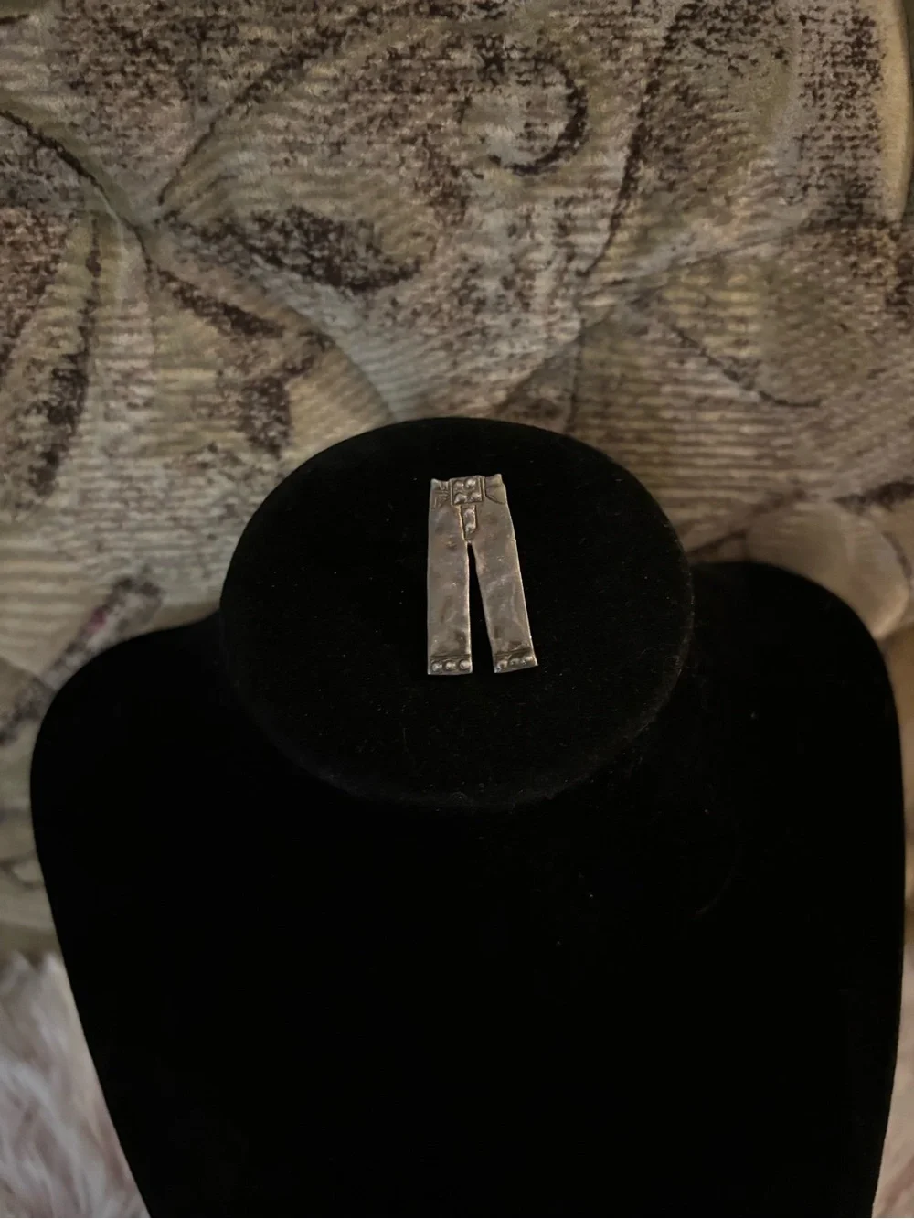 925 Sterling Silver Vintage Artisan-Made Pants Brooch